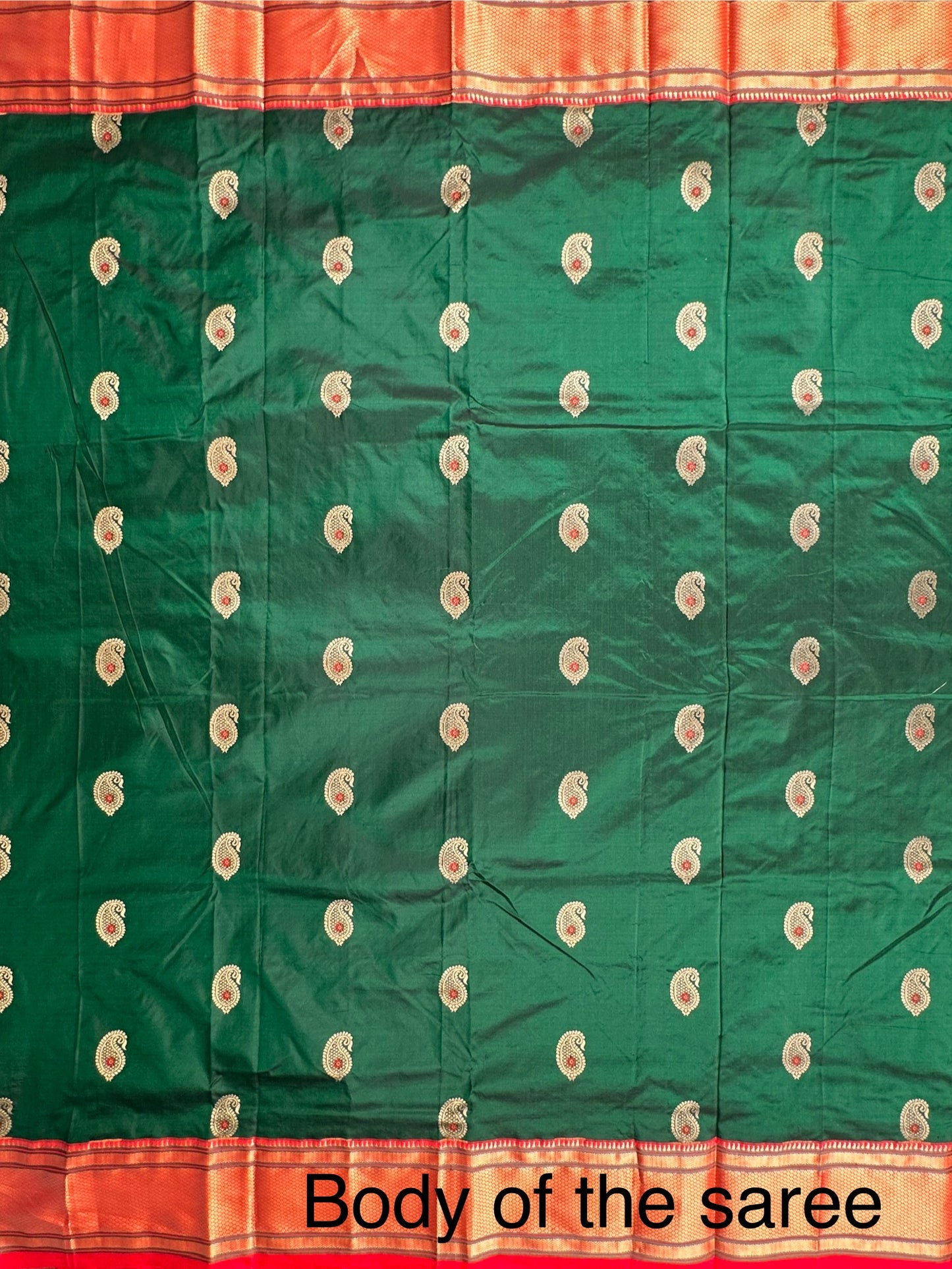 Bottle Green-Red Paithini Silk Saree