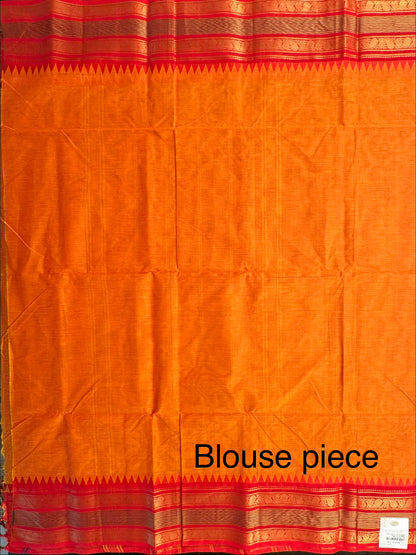 Orange Narayanpet Cotton Saree