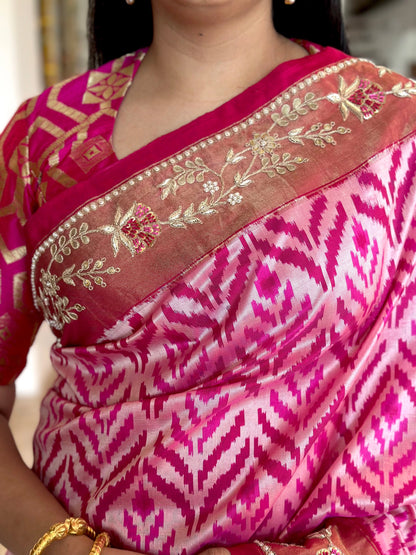 Rani Ikkat Pure Silk Saree