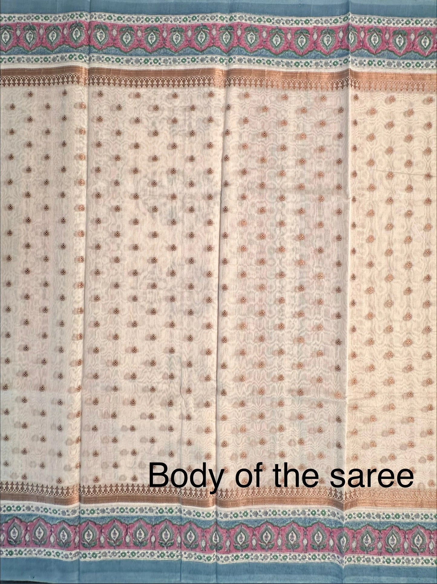 Off White Chanderi Saree with Hand Block Print