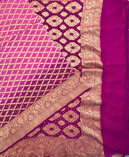 Mauve-Purple Gharchola Bandhej Pure Georgette Saree