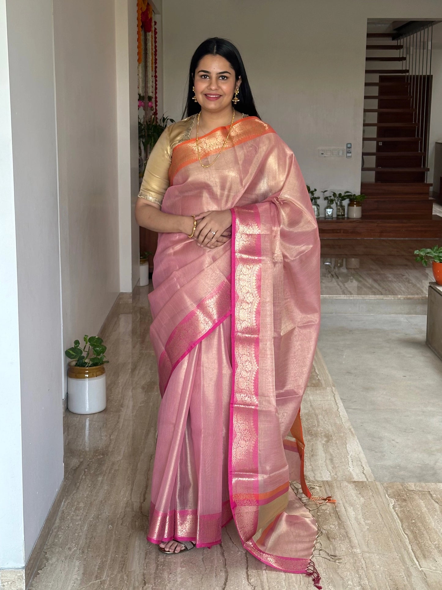 Pink Nimrit Tissue Saree