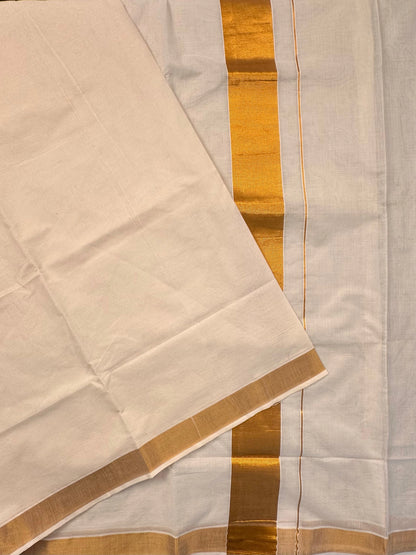 White-Golden Kerala Cotton Saree
