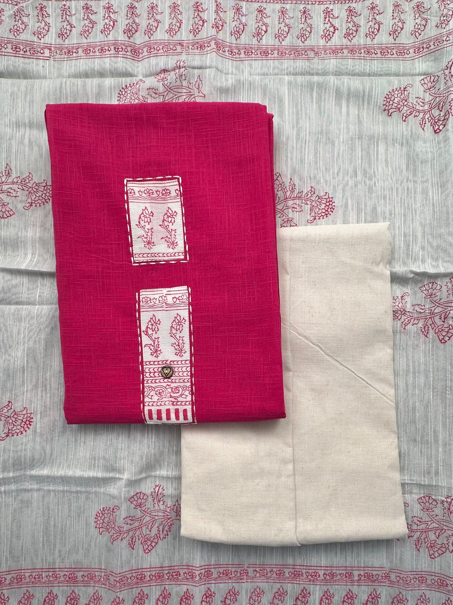 Rani Pink South Cotton 3-Piece Suit