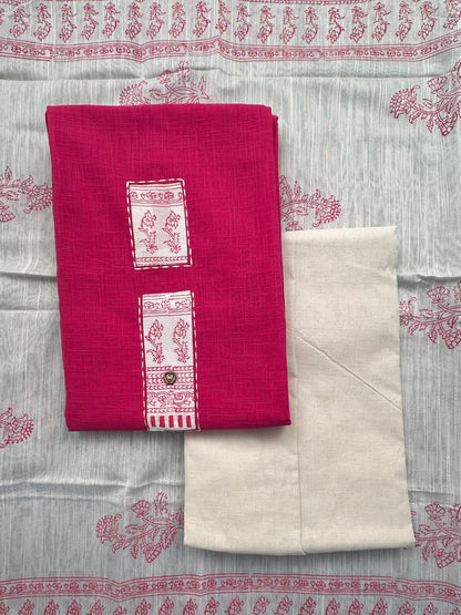 Rani Pink South Cotton 3-Piece Suit