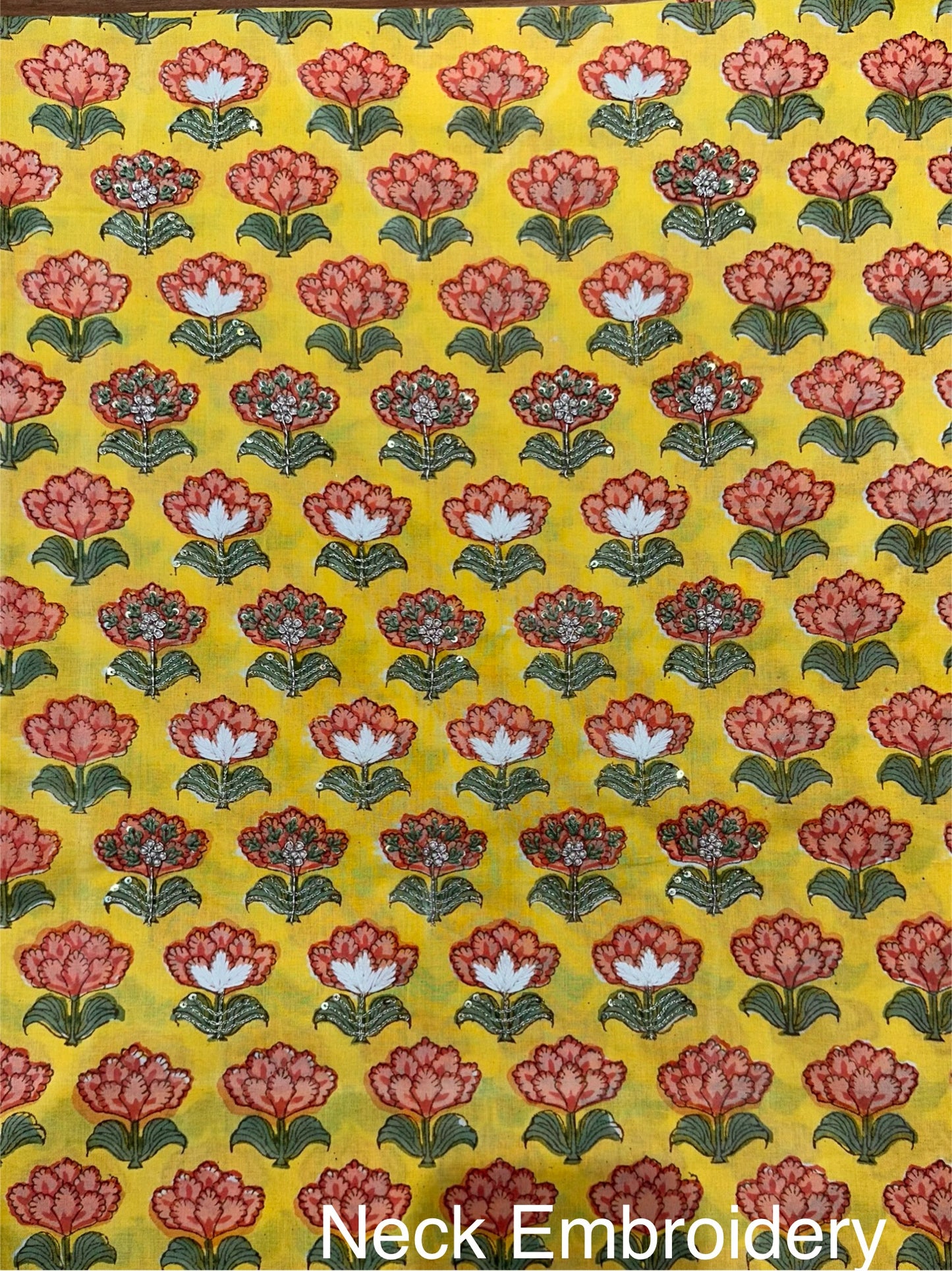Yellow Block Printed Pure Cotton Suit