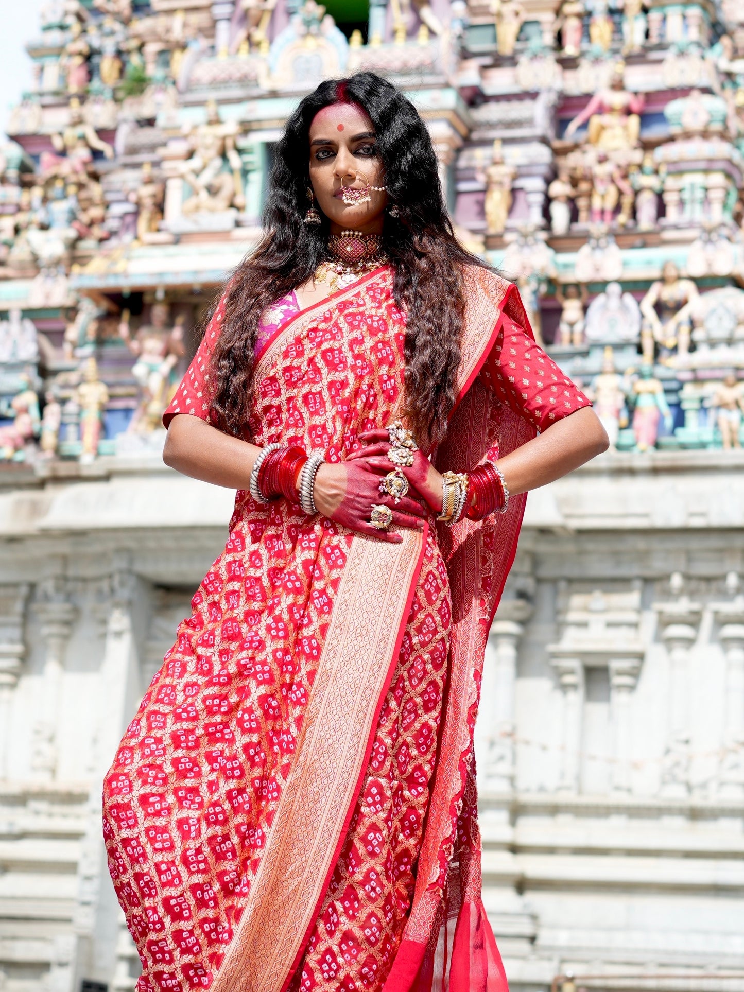 Maroon Gharchola Bandhej Pure Georgette Saree