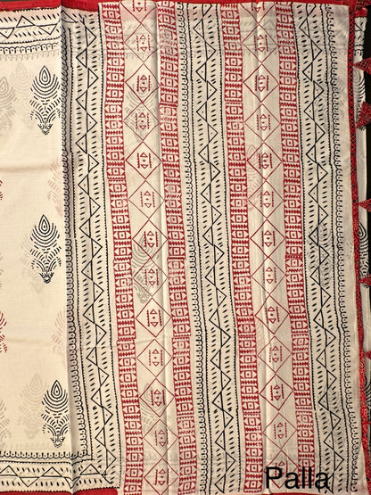 White Pure Cotton Saree