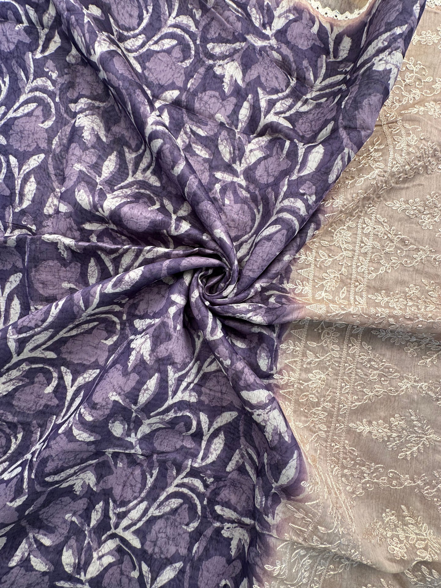 Violet-Beige Dhara Chanderi Saree