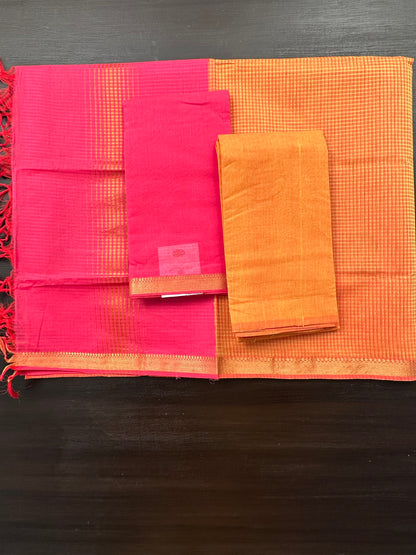 Rani-Mustard Mangalgiri Pure Cotton Unstitched 3-Piece Suit