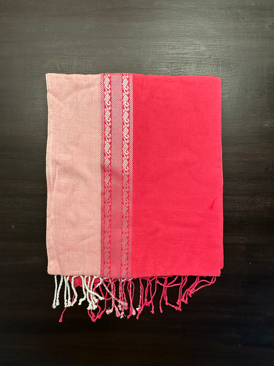 Pink Piku Bengal Cotton Saree