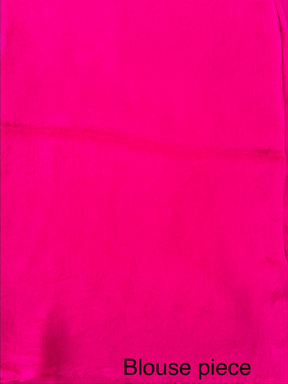 Magenta Bandhej Chinon Saree