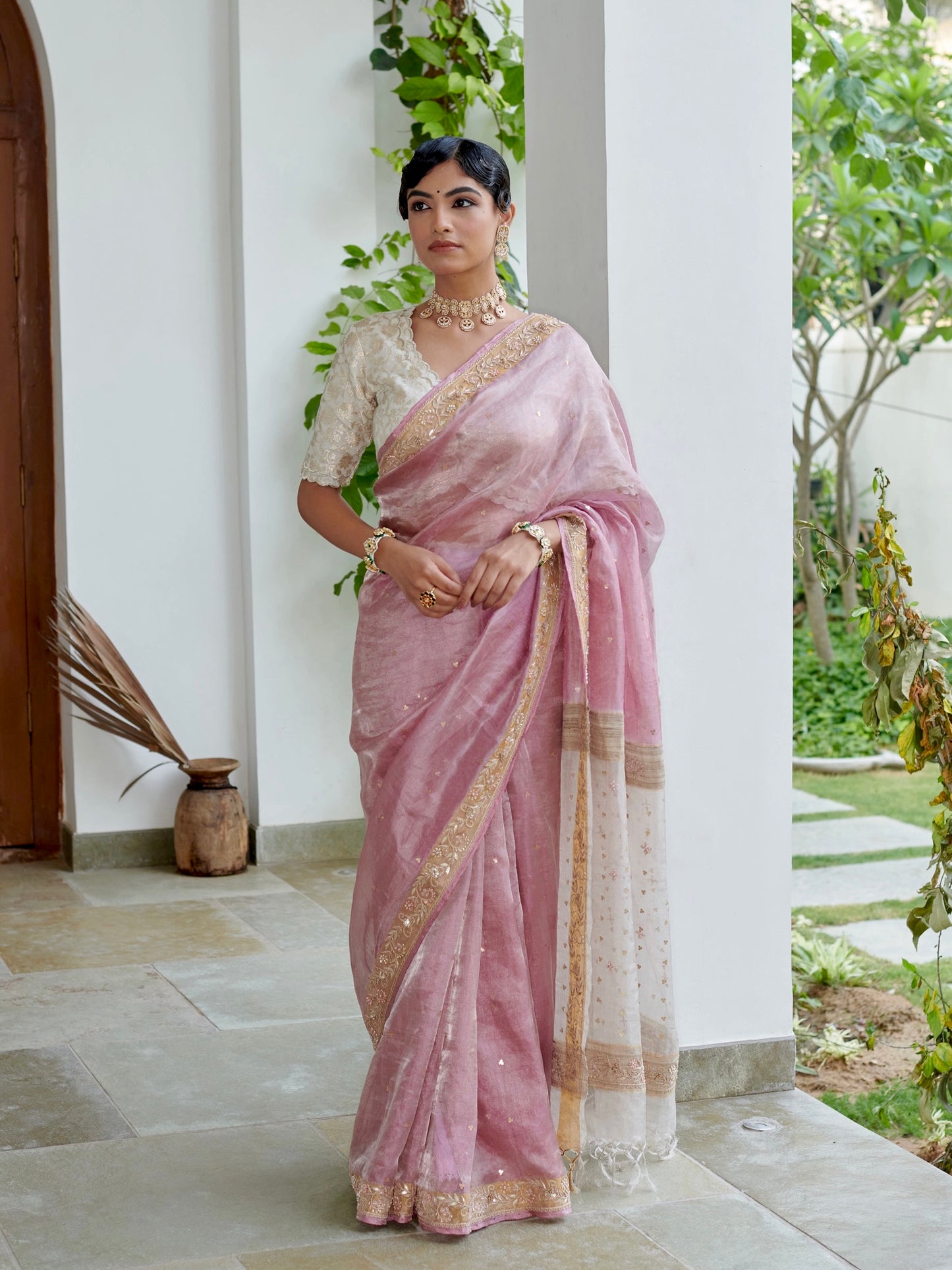Pure Tissue Saree With Work