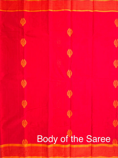 Red-Mustard Pure Cotton Saree
