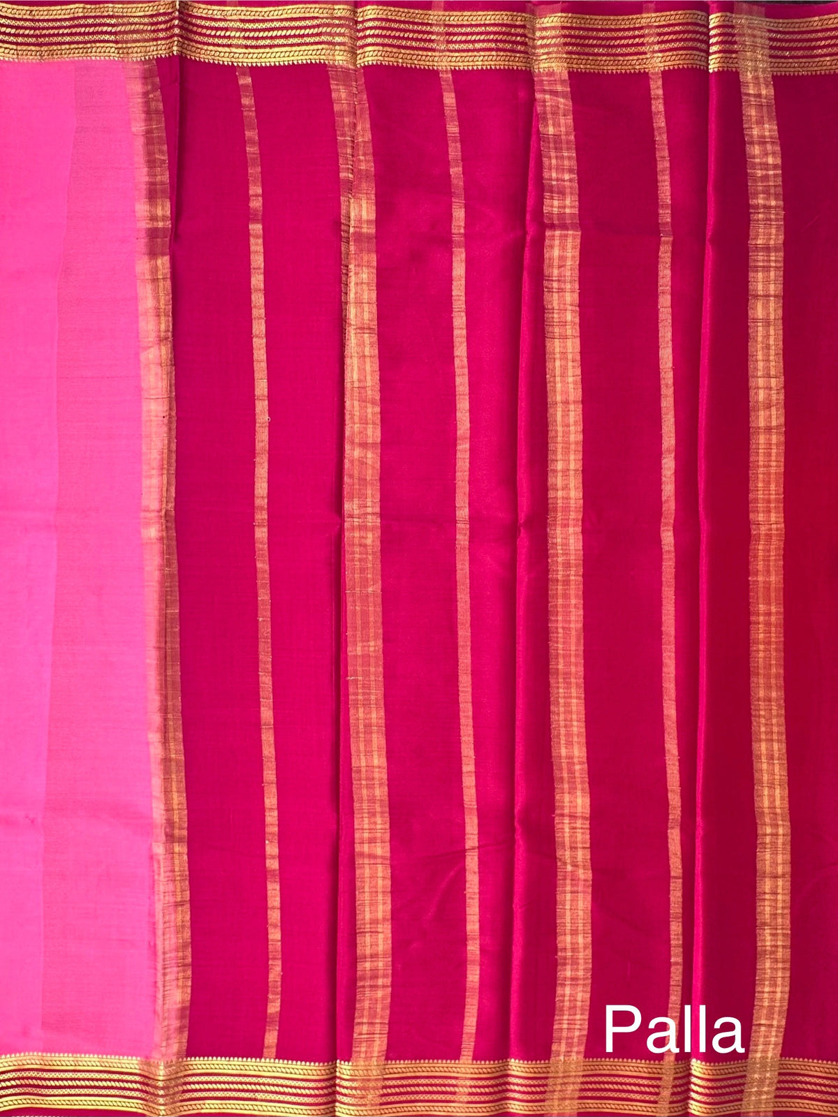 Pink-Magenta Pure Mysore Crepe Saree