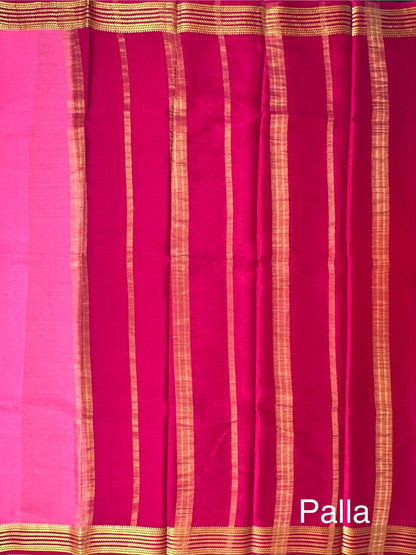 Pink-Magenta Pure Mysore Crepe Saree