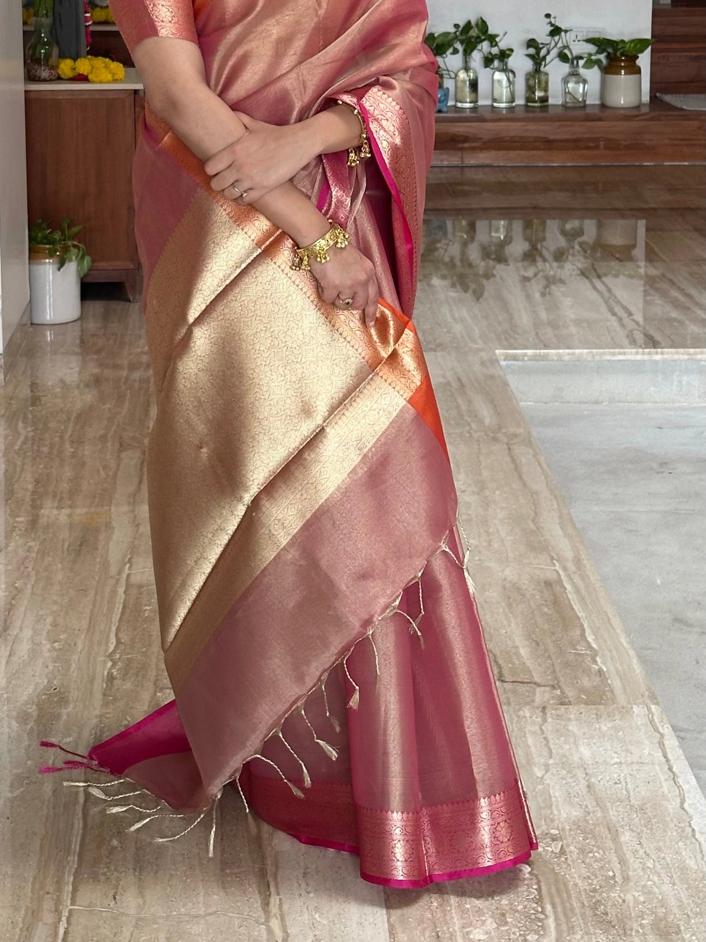 Dusky Pink Amrit Tissue Saree