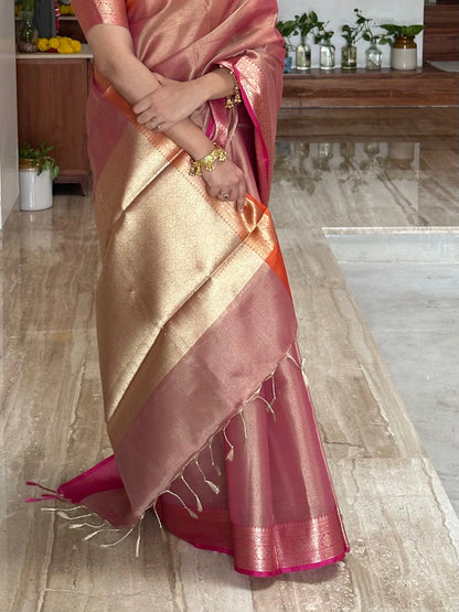 Dusky Pink Amrit Tissue Saree