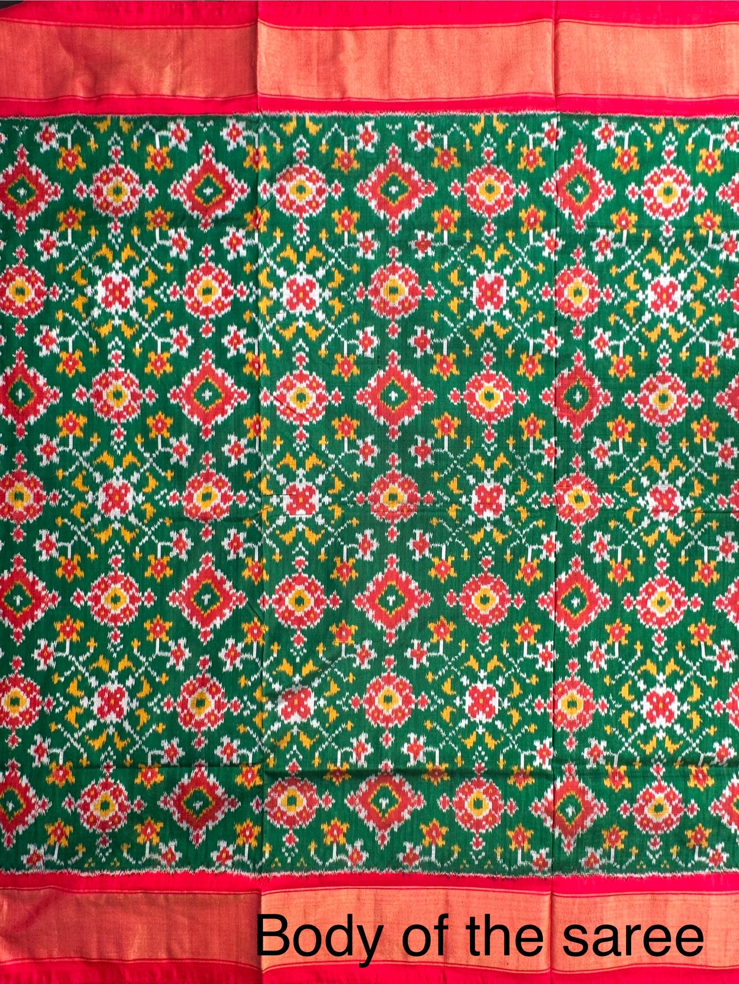 Bottle Green-Red Patola Handloom Silk Saree