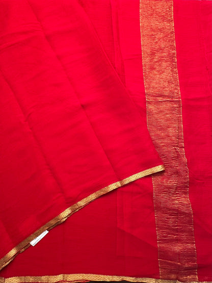 Red Pure Chiffon Saree