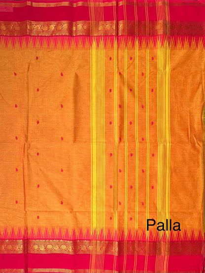 Yellow-Rani Narayanpet Cotton Saree