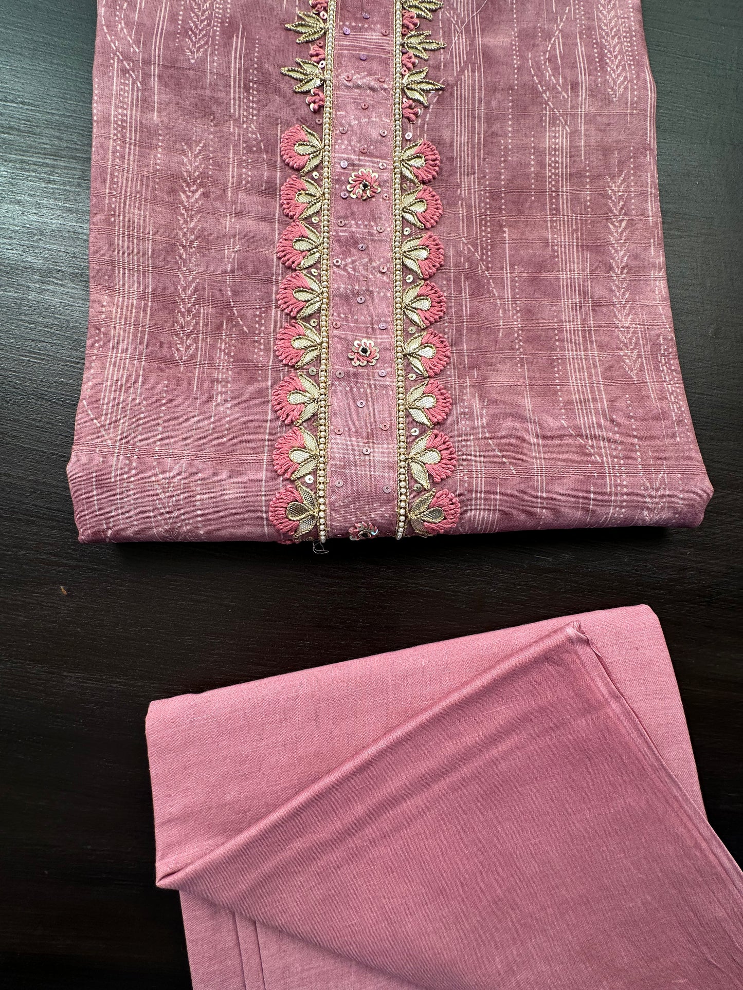 Dusky Pink Fancy Cotton 3-Piece Suit