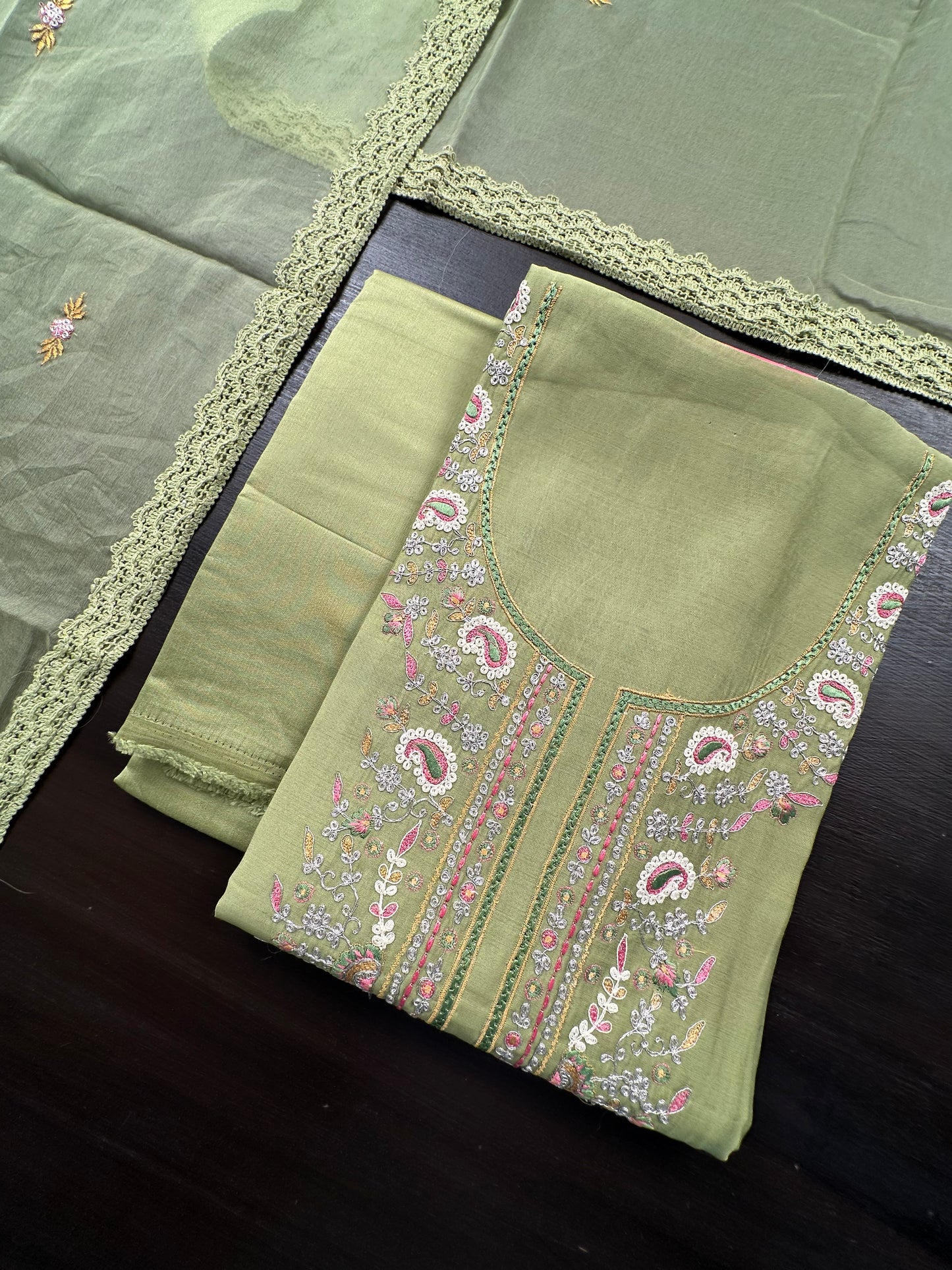 Pista Green Pittan Work Cotton 3-Piece Suit