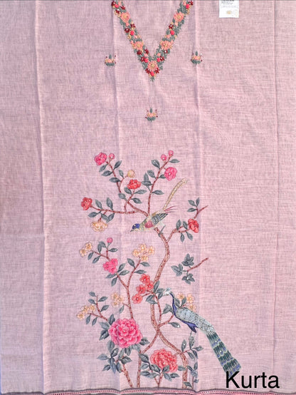 Pink Hand Embroidery Fancy Cotton Suit