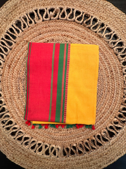 Yellow-Red Piyali Bengal Cotton Saree
