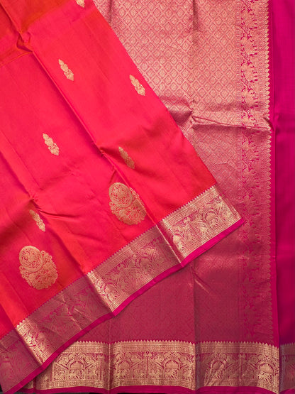 Coral-Rani Handloom Kanjivaram Pure Silk Saree