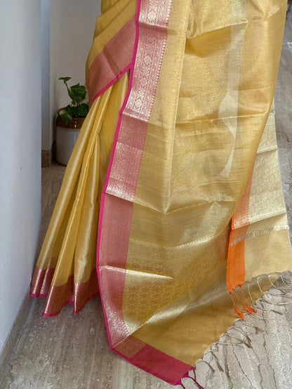 Yellow Amrit Tissue Saree
