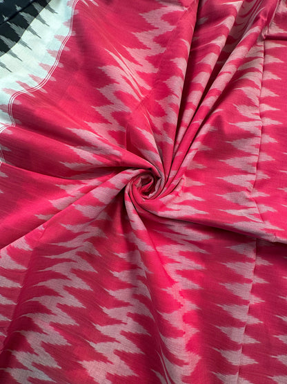 Black-Pink Ikkat Cotton Saree