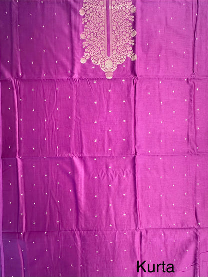 Dark Purple Handloom Chanderi Suit