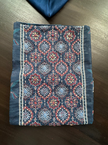 Navy Blue Fancy Cotton 3-Piece Suit