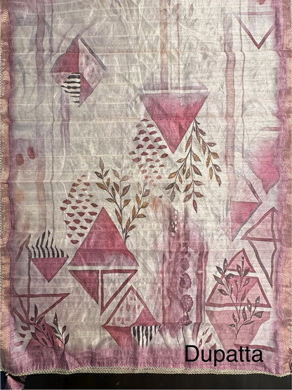 Dusky Pink Fancy Cotton 3-Piece Suit