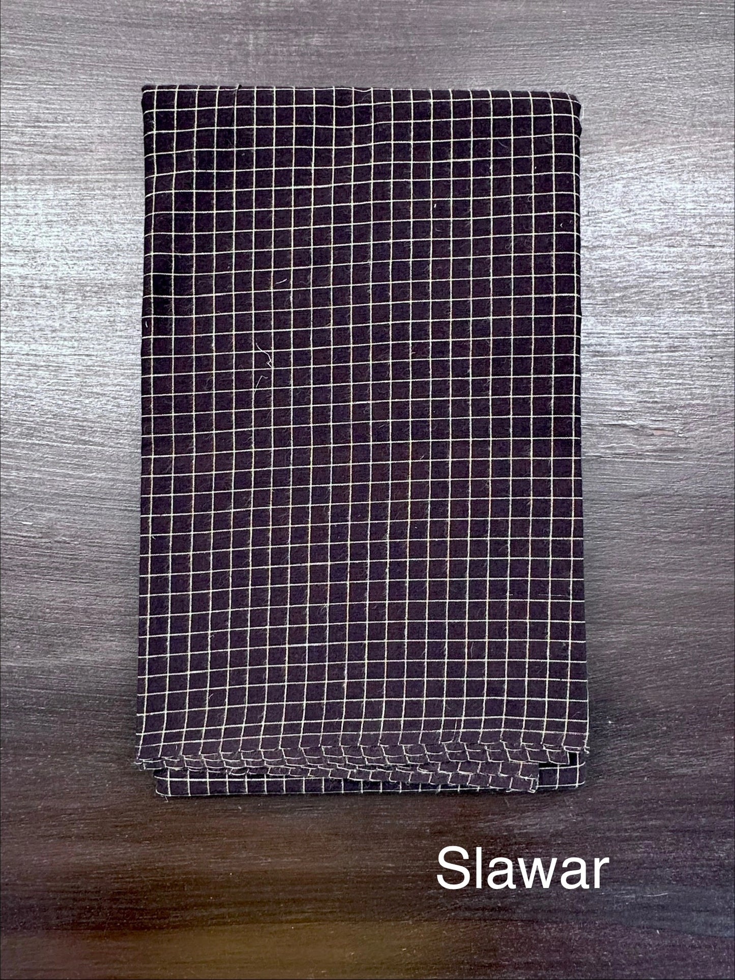 Black Checkered Dharwad South Cotton 3-Piece Suit