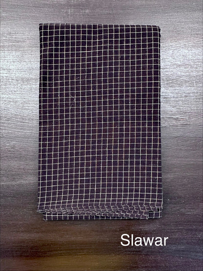 Black Checkered Dharwad South Cotton 3-Piece Suit