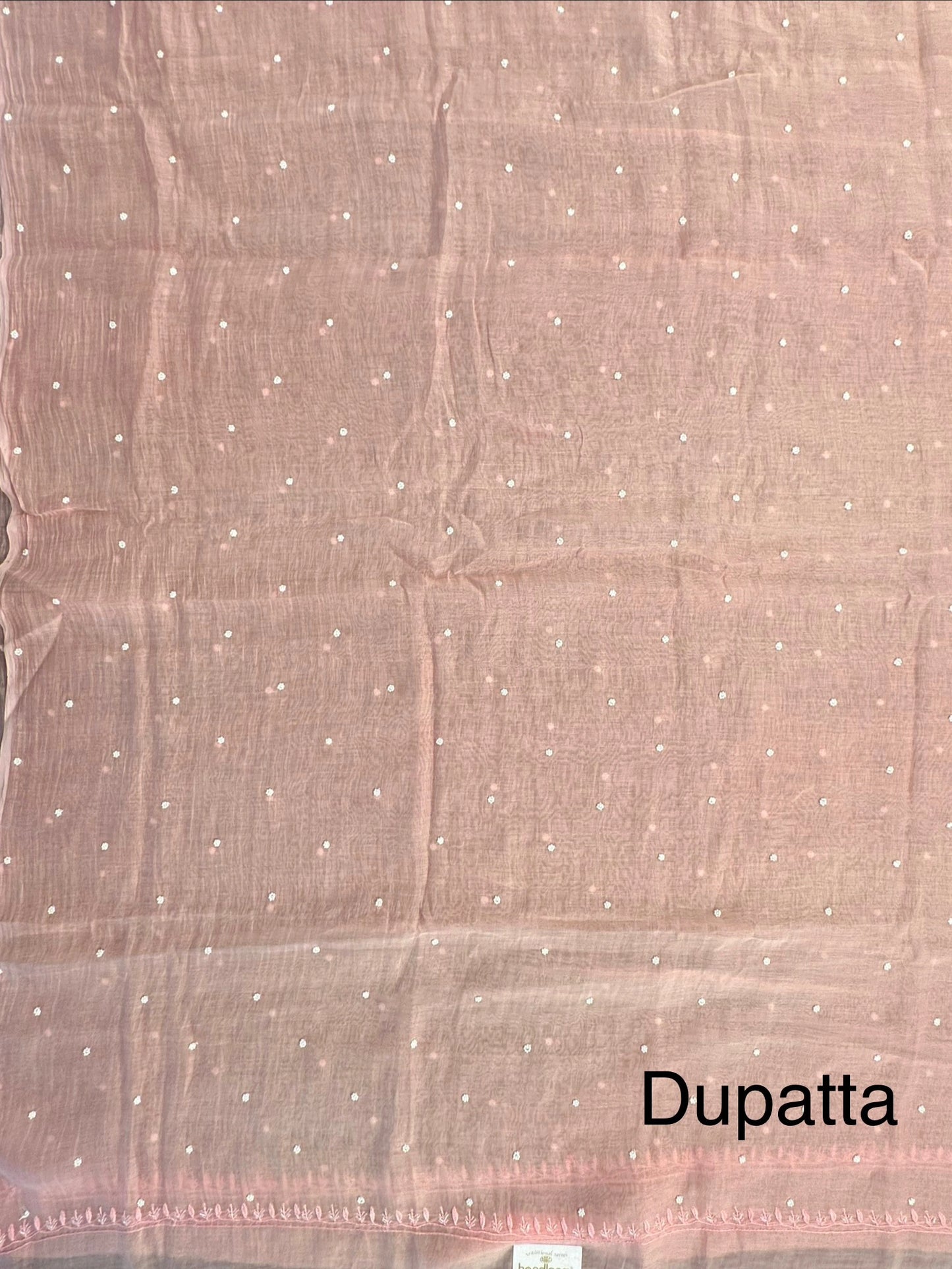 Peach Chanderi Chikankari 3-Piece Unstitched Suit with Katdana Work