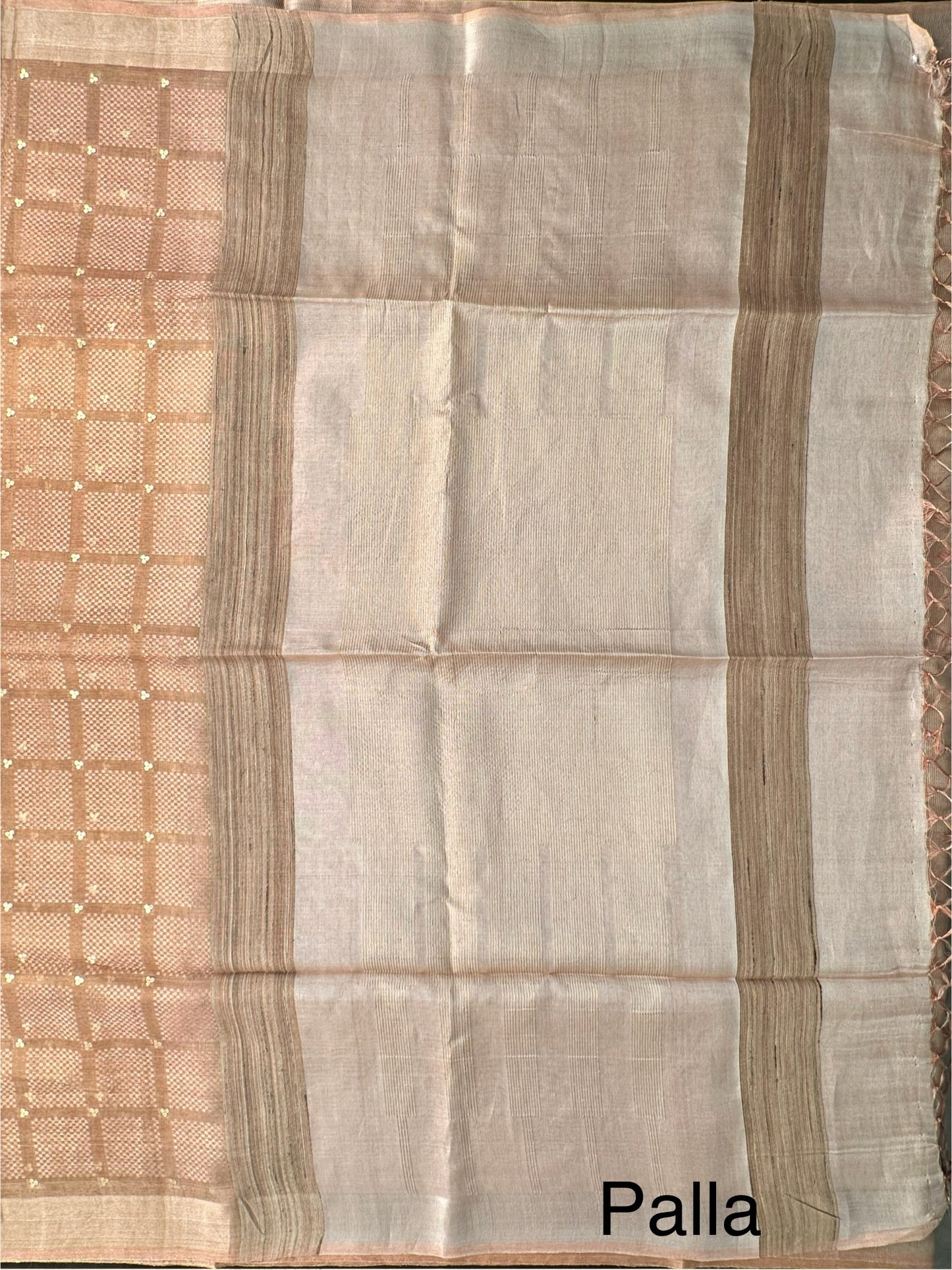 Baby Pink Emboss Pure Tissue Silk Saree