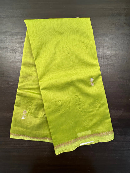 Green Chanderi Saree With Hand Work