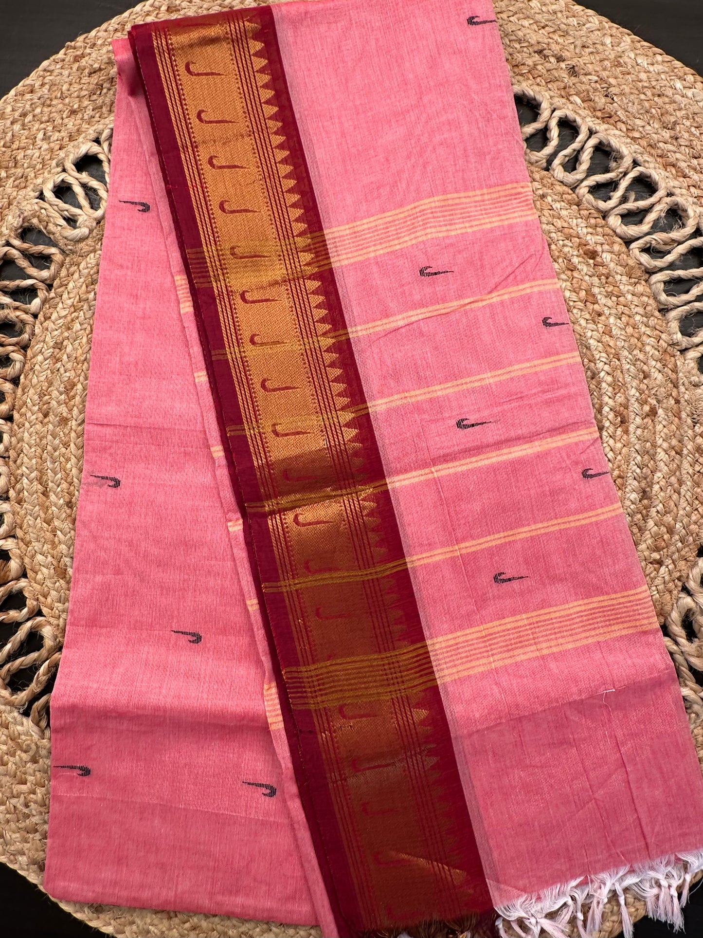 Pink Narayanpet Cotton Saree