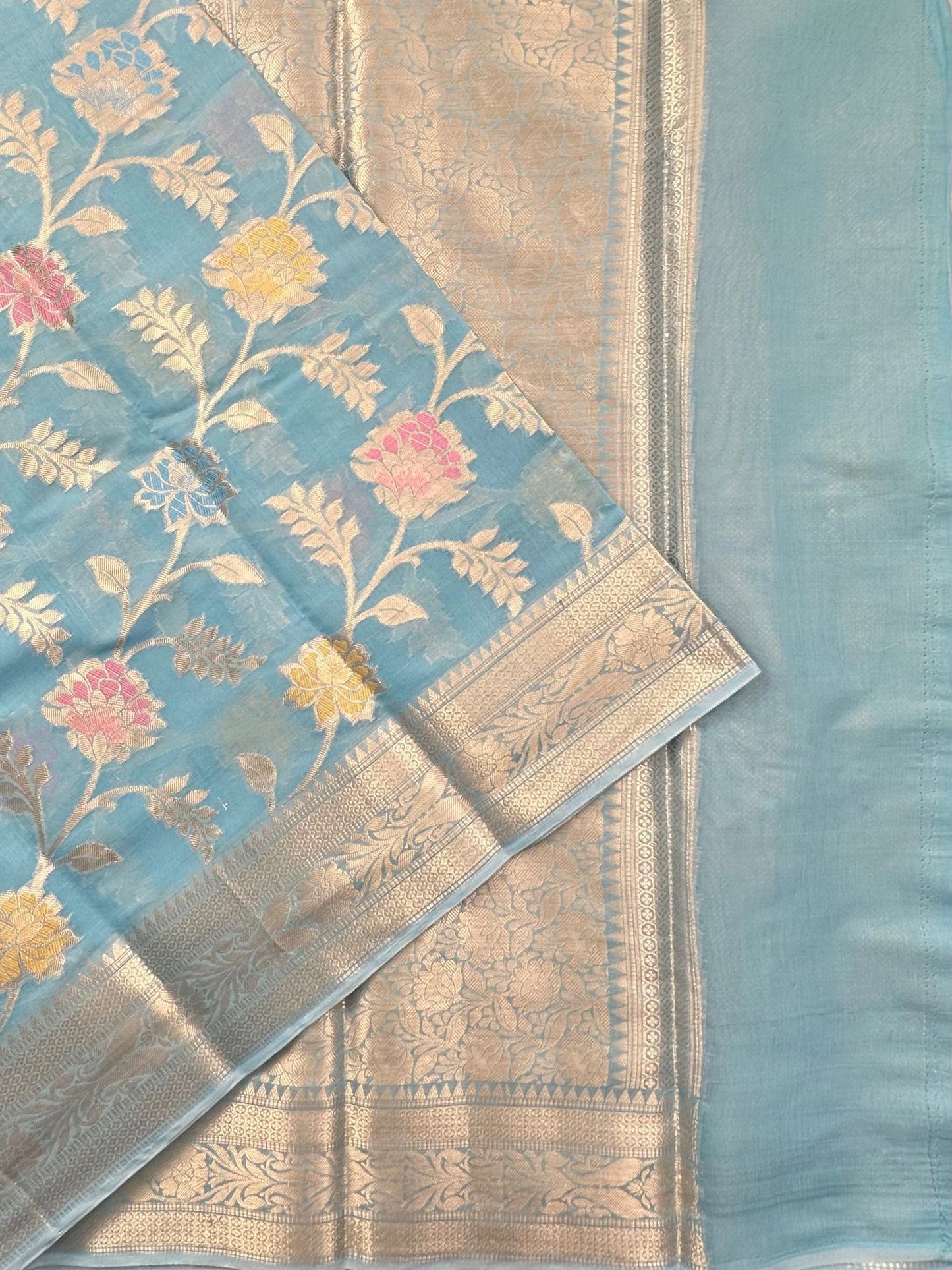 Firozi Tarini Fancy Chanderi Saree
