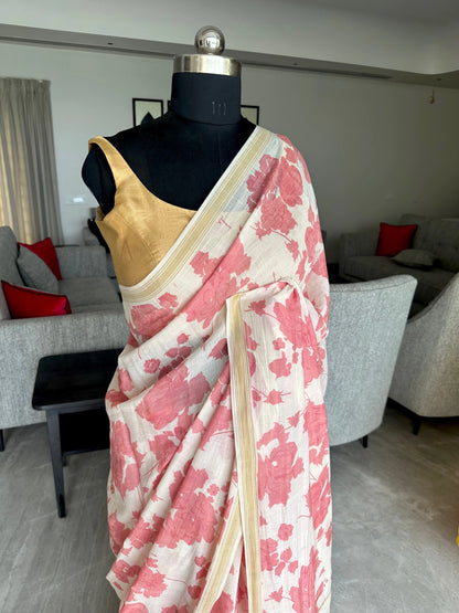 Mul Flora Cotton Silk Saree