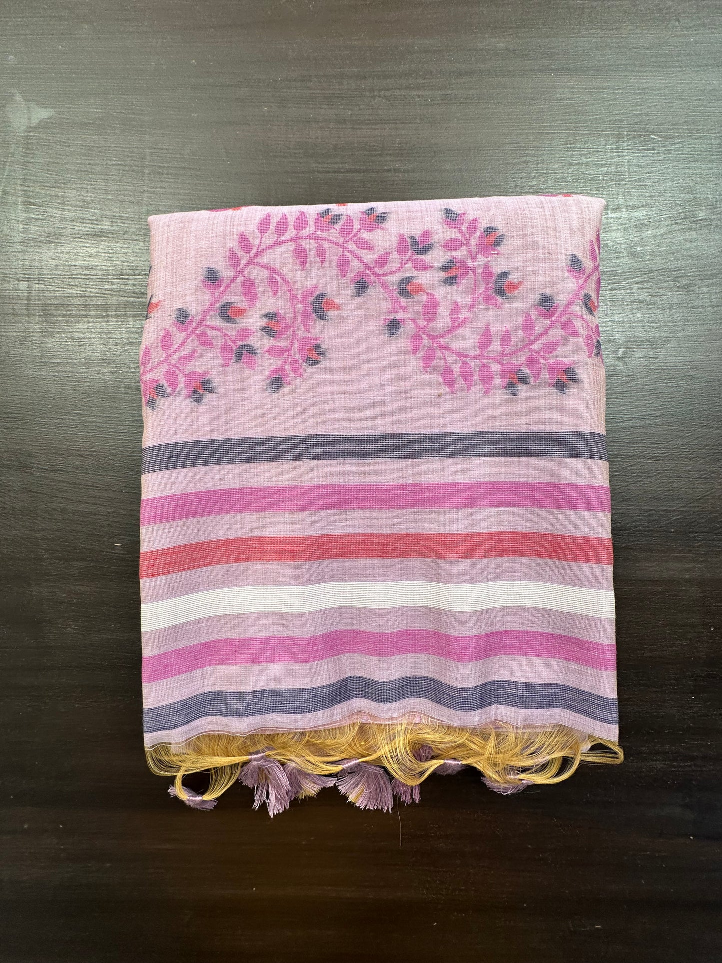 Mauve Floral Blended Cotton Saree