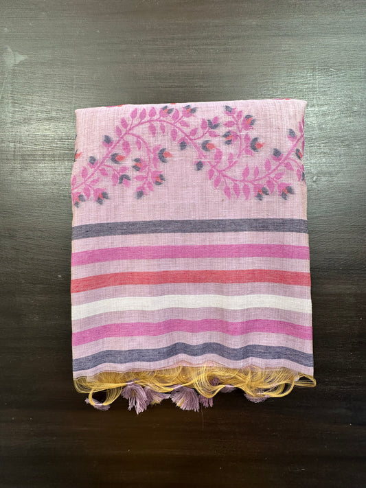 Mauve Floral Blended Cotton Saree