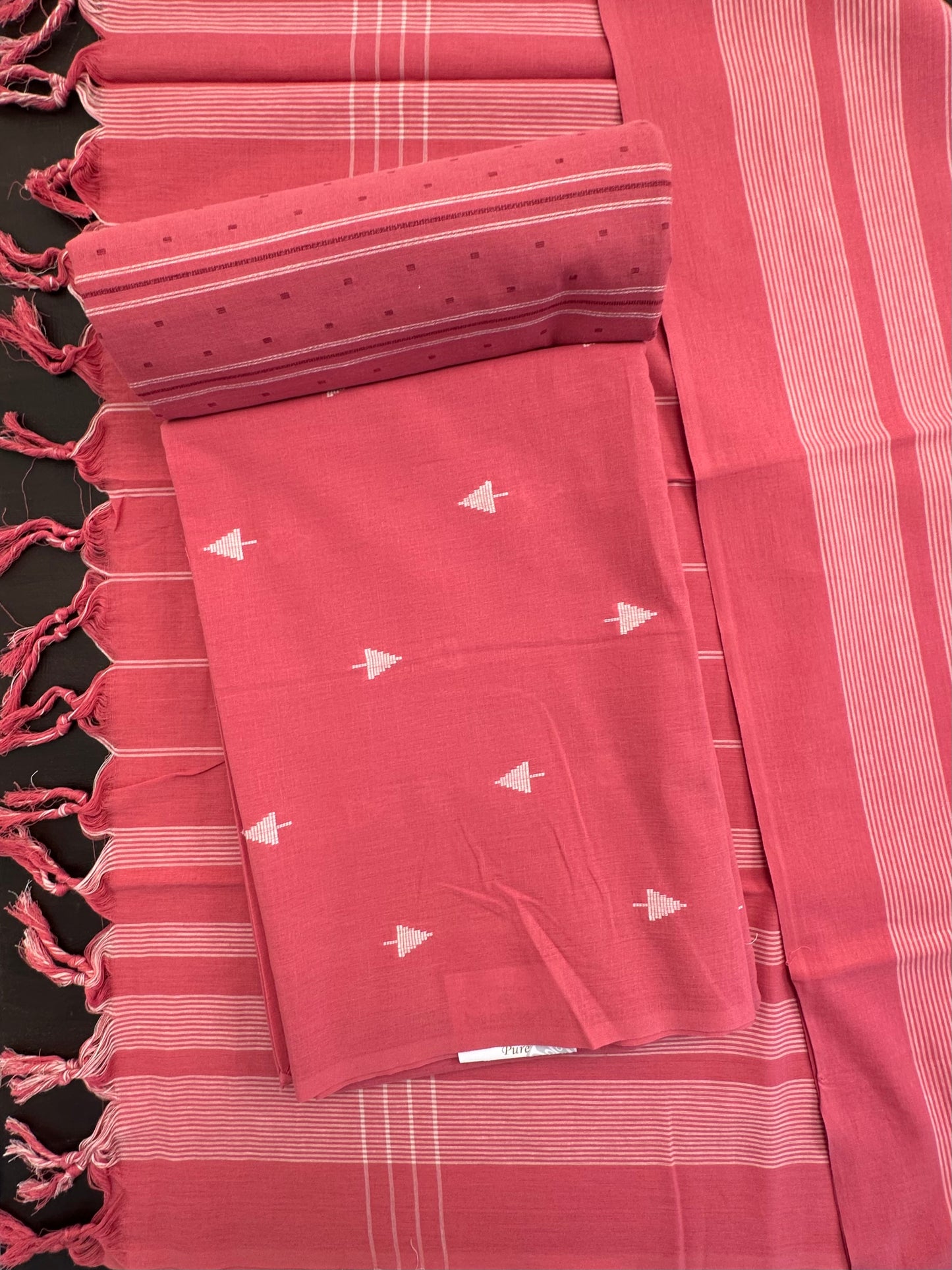Coral Pink Unstitched South Cotton Suit