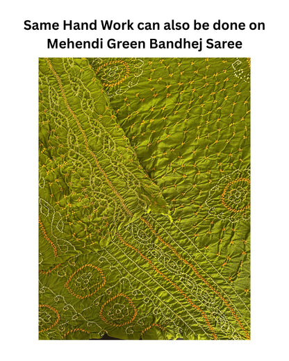 Bandhej Work Chinon Saree