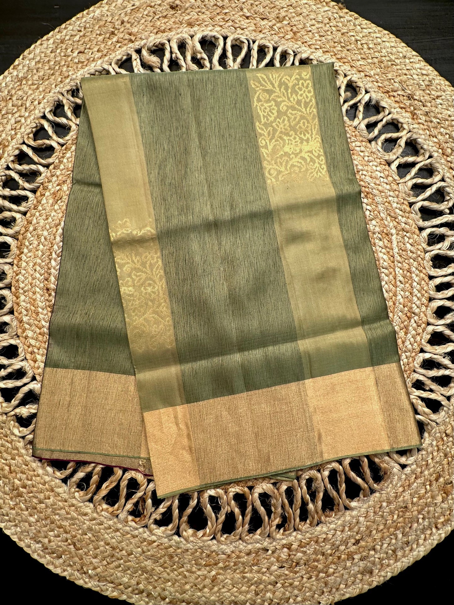 Mehendi Green-Purple Tiruchirapalli Pure Soft Silk Saree