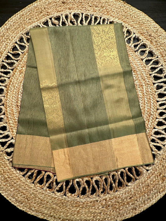 Mehendi Green-Purple Tiruchirapalli Pure Soft Silk Saree
