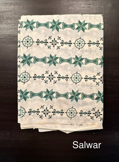 Off White-Rama Green Necktie Cotton 3-Piece Suit